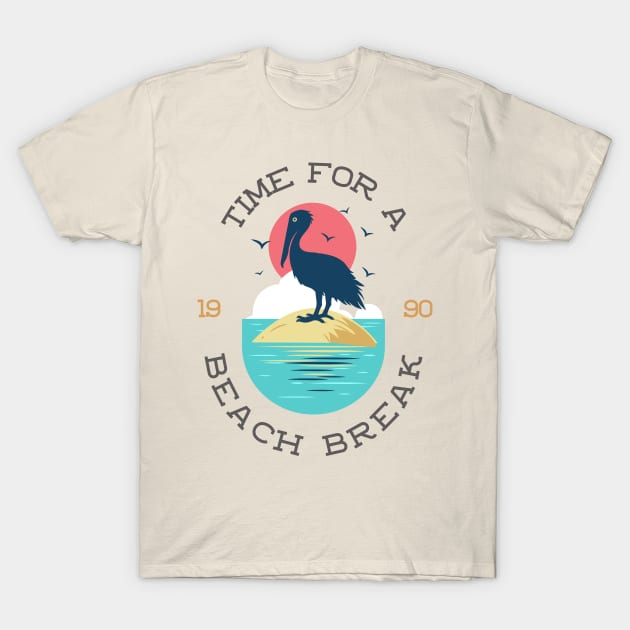 Summer Beach Coastal Ocean Nautical Pelican T-Shirt by Tip Top Tee's